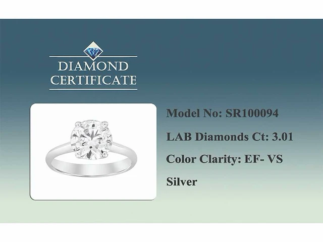 3.01 cts lab grown diamond ring size-eu-54 - afbeelding 9 van  9