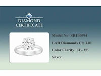 3.01 cts lab grown diamond ring size-eu-54 - afbeelding 9 van  9