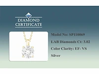 3.02 cts lab grown diamond pendant 18 inch - afbeelding 8 van  8