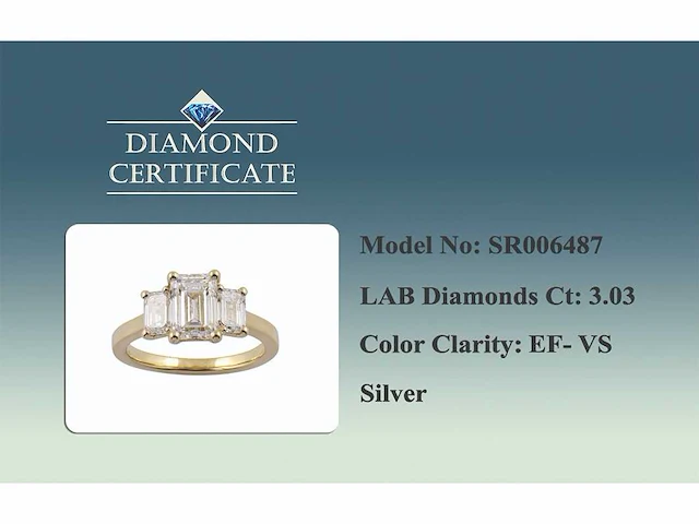 3.03 cts lab grown diamond ring size-eu-54 - afbeelding 8 van  8