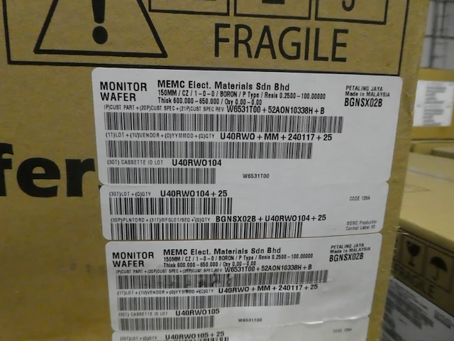 3075x wafer - 150 mm 100 test silicon wafers. vendor global wafers - afbeelding 3 van  4