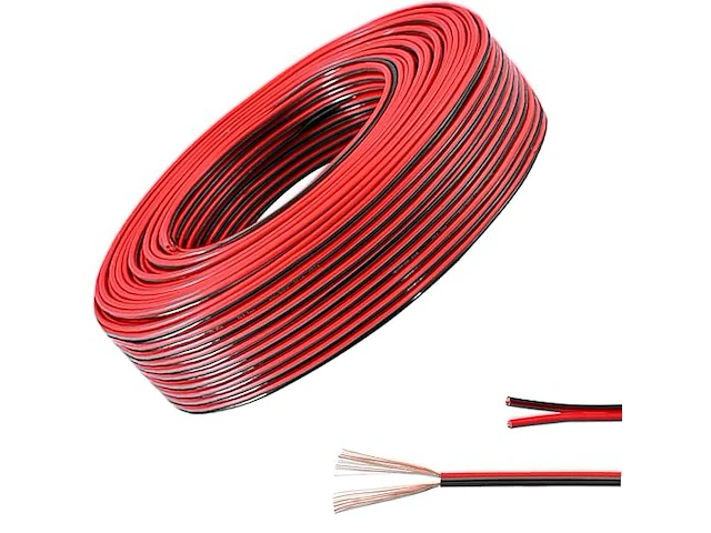 30m twee aderkabel rood-zwart 18awg - afbeelding 1 van  3