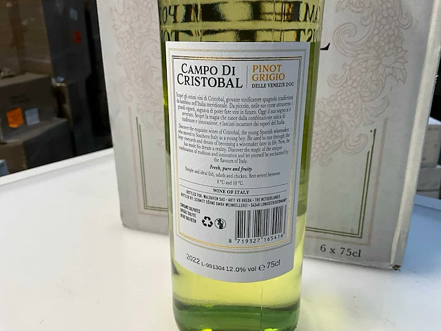 30x fles witte wijn campo di cristobal pinot grigio 2022 - afbeelding 3 van  6