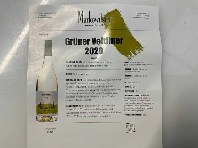 30x fles witte wijn markowitsch gruner veltliner 2020 - afbeelding 6 van  6