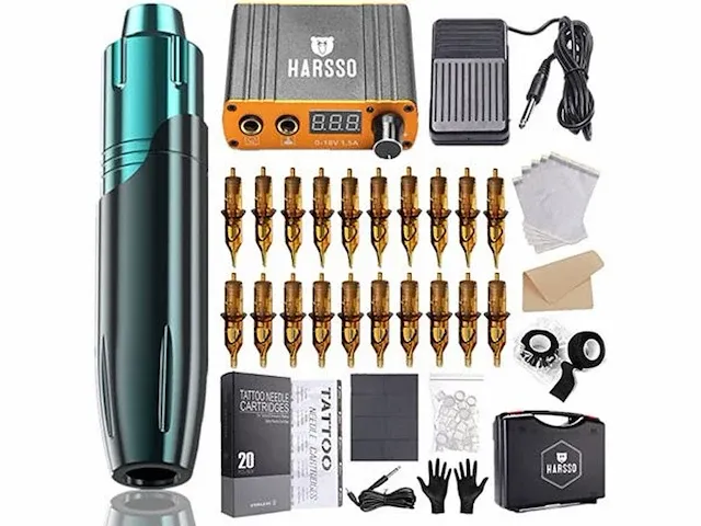 30x tattoo rotary pen machine kit (15x zilver + 15x blauw ) - afbeelding 2 van  2
