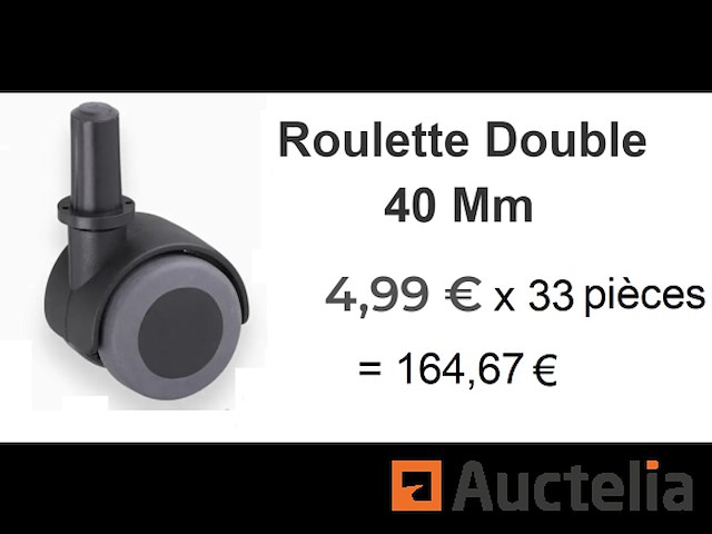 33 dubbele zwenkwielen 40 mm m - afbeelding 1 van  5