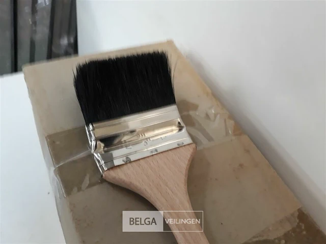 36 x radiatorborstel zwart haar met houten steel 75 mm - afbeelding 2 van  2