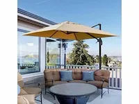 360° draaibare 360° kantelbare vierkante zweefparasol - afbeelding 1 van  9