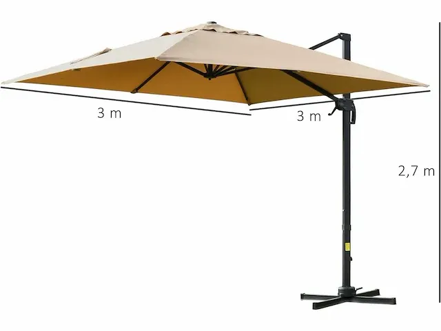 360° draaibare 360° kantelbare vierkante zweefparasol - afbeelding 6 van  9