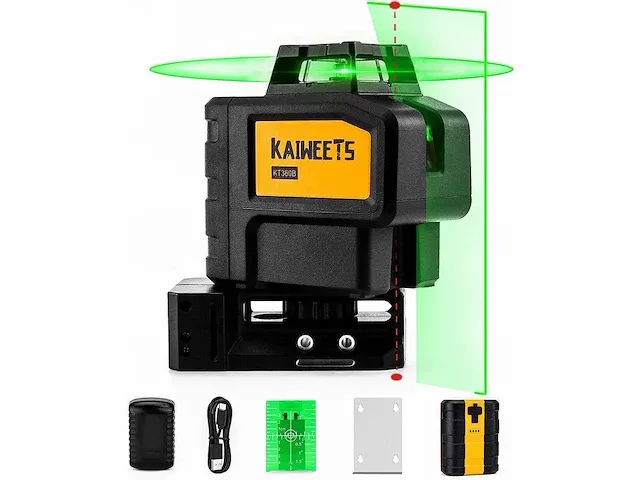 360° laserniveau, kaiweets kruislaser met 2 punten - afbeelding 1 van  6