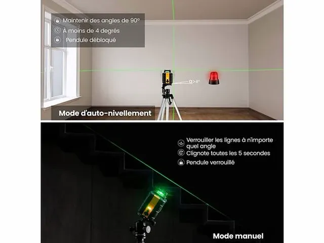 360° laserniveau, kaiweets kruislaser met 2 punten - afbeelding 2 van  6