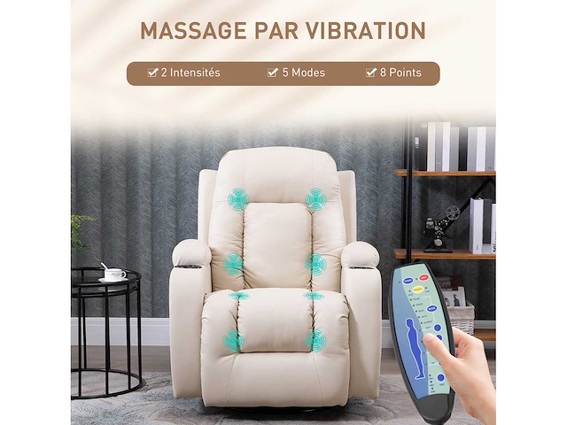 360° verwarmde elektrische massage- en ontspanningsstoel - afbeelding 5 van  9