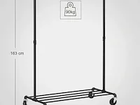36x kledingrek op wieltjes - zwart - 100x49x163 - afbeelding 3 van  7