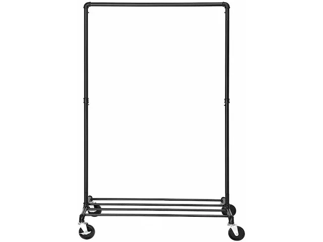 36x kledingrek op wieltjes - zwart - 100x49x163 - afbeelding 4 van  7