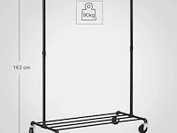 36x kledingrek op wieltjes - zwart - 100x49x163 - afbeelding 6 van  7