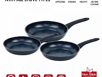 3delige braadpannen pfas vrije anti aanbak-blauw - afbeelding 1 van  5