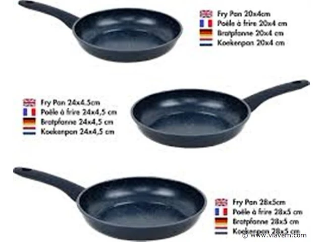 3delige braadpannen pfas vrije anti aanbak-blauw - afbeelding 5 van  5