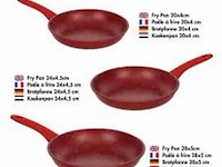 3delige braadpannen pfas vrije anti aanbak-rood - afbeelding 5 van  5