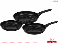 3delige braadpannen pfas vrije anti aanbak-zwart - afbeelding 1 van  5