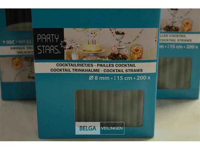 3x 200 partystars cocktailrietjes - afbeelding 2 van  2