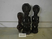 3x afrikaanse houten beelden - afbeelding 1 van  3