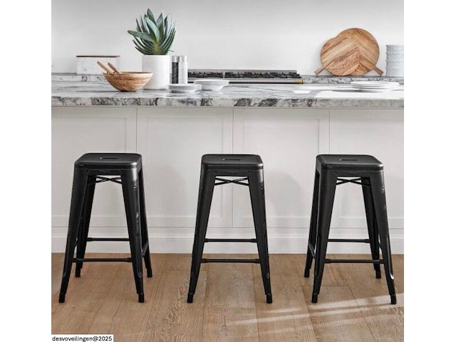 3x barstoel zwart metaal - afbeelding 1 van  1