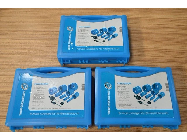 3x bi-metal holesaw kit yphs13k/gnl, 12 piece kit - afbeelding 1 van  4