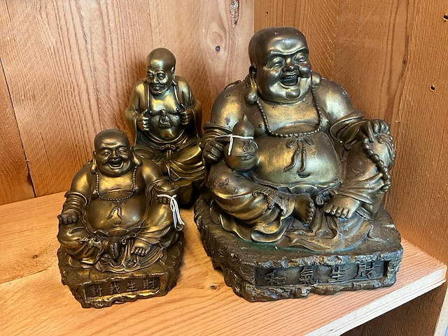 3x bronzen beeld buddha - afbeelding 1 van  5