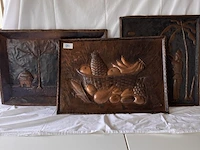 3x gehamerd koperen tableau - afbeelding 1 van  4