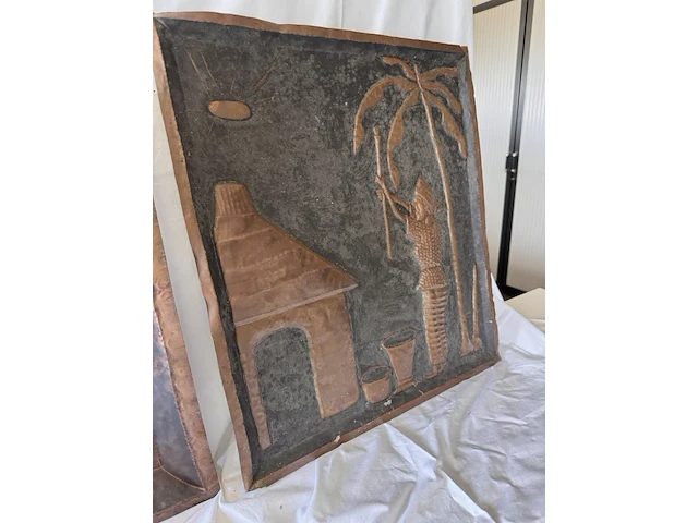 3x gehamerd koperen tableau - afbeelding 4 van  4