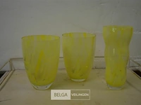 3x gelen glazen vazen - afbeelding 1 van  1