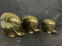 3x koperen olifanten van groot naar klein - afbeelding 1 van  2