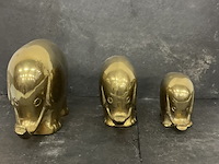 3x koperen olifanten van groot naar klein - afbeelding 2 van  2