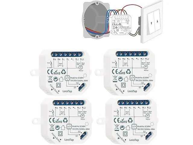 3x loratap wifi smart-inbouwschakelaar voor rolluikbediening (4 stuks per verpakking) - afbeelding 1 van  2