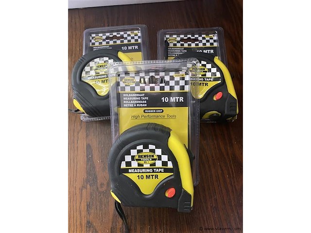 3x rolmaat 10 meter rubber - afbeelding 1 van  1