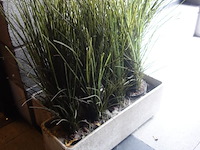 3x stenen bloempot + kunststof planten - afbeelding 2 van  2