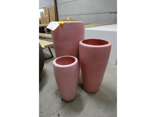 3x terracotta bloempotten - afbeelding 1 van  3