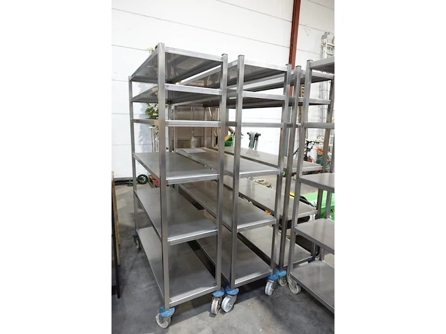 3x verrijdbaar inox rek - afbeelding 2 van  2