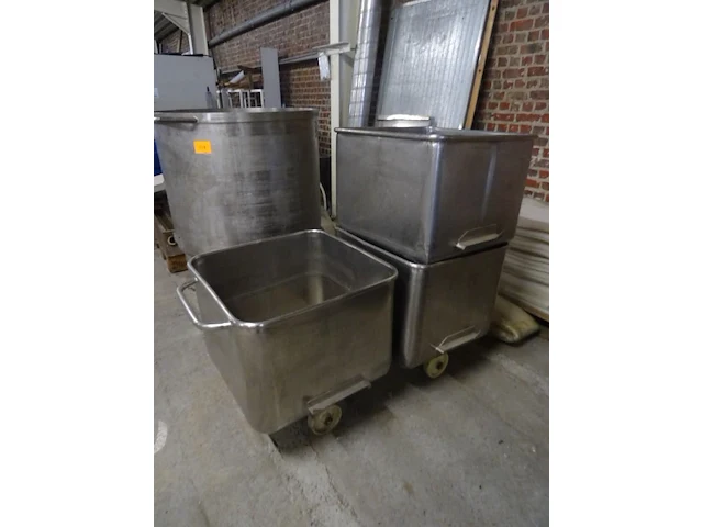 3x verrijdbare inox normwagen + inox kuip - afbeelding 3 van  3