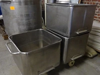 3x verrijdbare inox normwagen + inox kuip - afbeelding 3 van  3