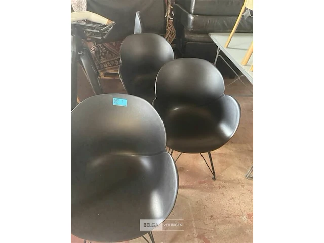 3x zwarte pvc kuipstoelen - afbeelding 5 van  6