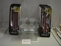 3x2st kandelaars glas+11x4st spaas kaarsen - afbeelding 1 van  5
