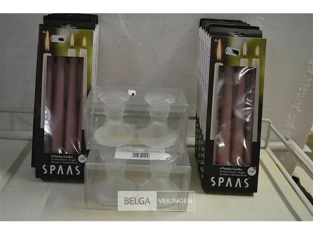 3x2st kandelaars glas+11x4st spaas kaarsen - afbeelding 2 van  5