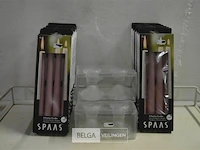 3x2st kandelaars glas+12x4st spaas kaarsen - afbeelding 1 van  5