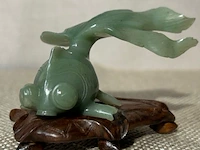 4 beeldjes van dieren in jade snijwerk - afbeelding 9 van  13