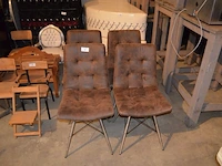 4 bruin imitatielederen stoelen met chroom onderstel h&h - afbeelding 1 van  7