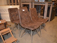 4 bruin imitatielederen stoelen met chroom onderstel h&h - afbeelding 3 van  7