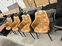 4 bruine lederen stoelen - afbeelding 1 van  5
