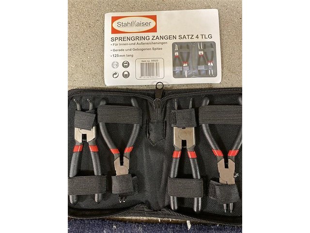 4 delige borgveer tangen set in etui 125mm - afbeelding 1 van  3