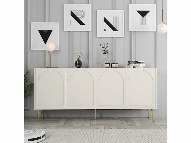 4-deurs dressoir crème, goud - afbeelding 1 van  6